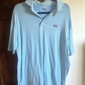Farmington Country Club Oxford Blue Polo Shirt with Subtle Stripes